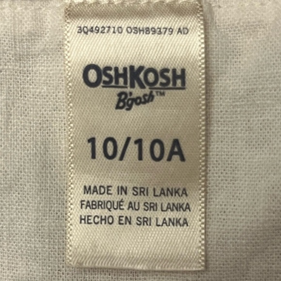 OSHKOSH Girl’s Cream Top Linen Puff Sleeve Smocked Large - Picture 3 of 5